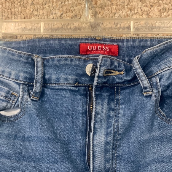 Guess Blue Skinny Denim Jeans with Red, White and Blue Stripes on Both Sides - Picture 6 of 9